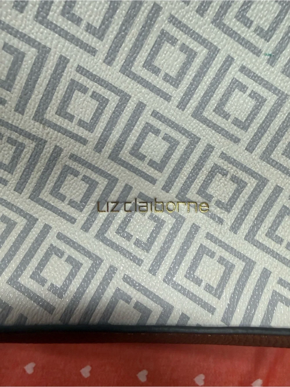 Liz Claiborne Brown & White Geometric Satchel